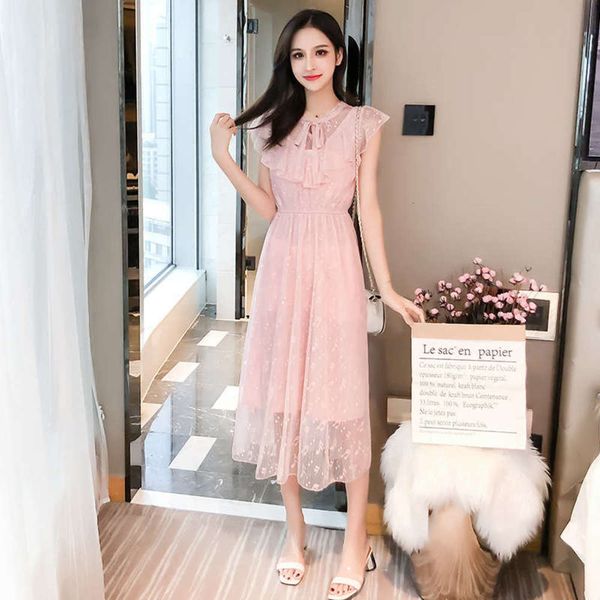 

new lace 2019 summer korean dress style waistband ruffle french a-line skirt, Black;gray