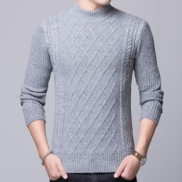 

sweater men 2020 men's long-sleeved sweater new half high neck casual bottoming shirt male jacquard thickened wholesale, White;black