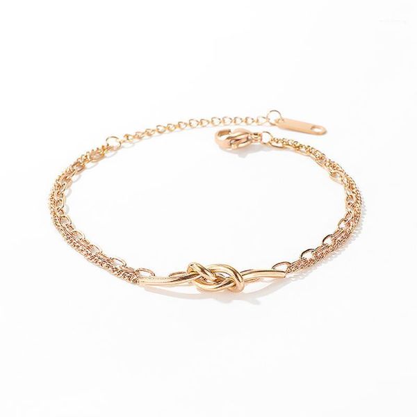 

link, chain stainless steel rose gold link knot women bracelet bangle oval jewelry gift for him1, Black