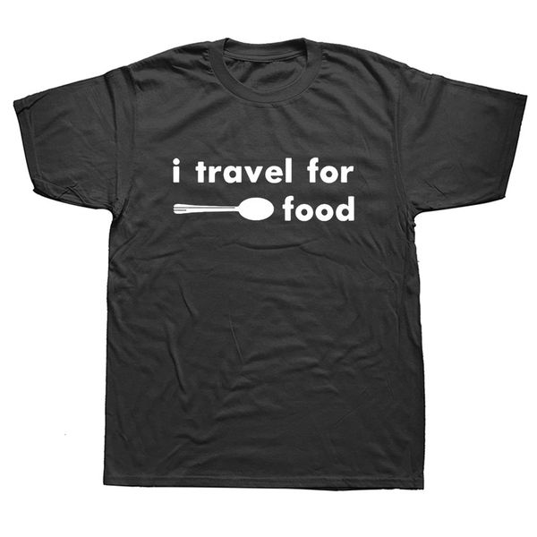 

i travel for food t-shirt summer men's brand clothing o-neck men tees tee o-necks t shirts, White;black
