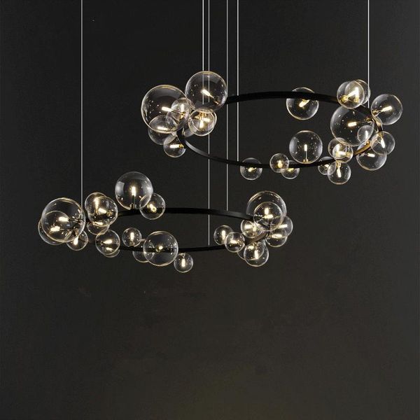 

nordic led novelty glass bubble chandelier modern dining room lamp bedroom lamp simple home living room chandelier lighting