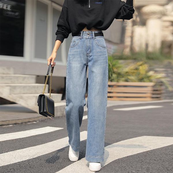 

baggy jeans women clothing new harajuku fashion high waist pantalones de mujer jean loose pants straight wide leg jeans woman, Blue