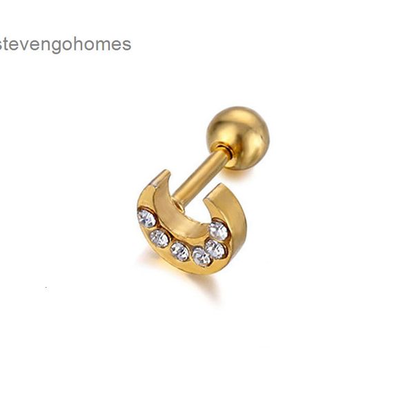 

simple net cool red and fashion style, gold earrings, versatile temperament, moon studded earrings, Golden