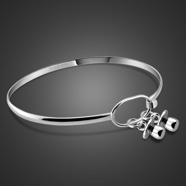 

nouveau 100% 925 argent sterling porte-bonheur mignon sucette pendentif ajustement fine bracelets pour femme mode breloques bijoux t200422, Black