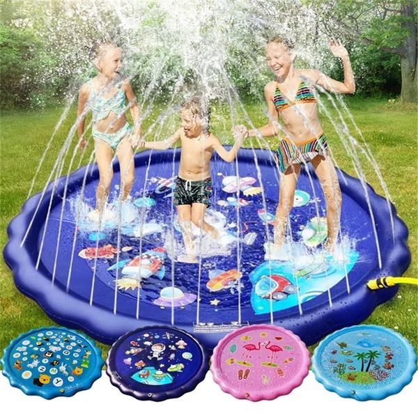 

big size summer sprinkle splash play mat outdoor backyard pvc sprinklers toys for kids dog fountain baby water wading pool y200728