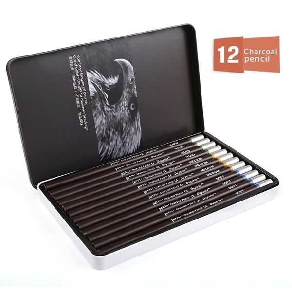 Superiore 12 Pz Professionale Duro Medio Morbido Schizzo Matite Carboncino Disegno Matite Set Per La Scuola Matita Standard Rifornimenti di Arte Y200709