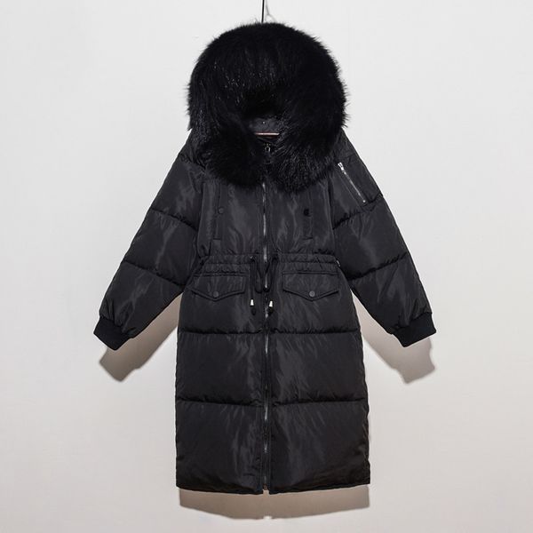 

2021 new women's jacket winter down leather turtleneck real size big fat bloated chaquettes mujer invierno kj591 l91j, Black