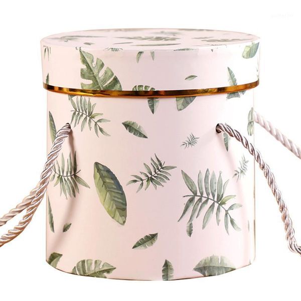 

round flower paper boxes with lid hug bucket florist gift packaging box wedding flower bouquet holder for home decor 12.8x12.8cm1