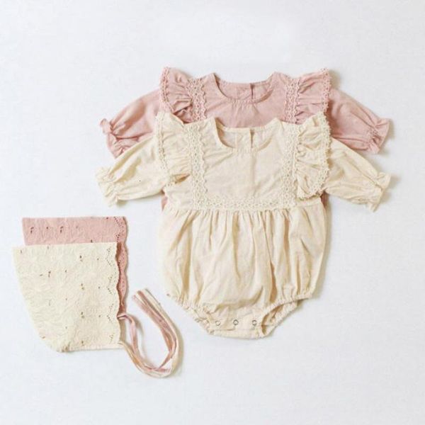 

2021 autumn new bodysuits long sleeve baby girl clothes lace cotton infant girls jumpsuit vqzw, Blue