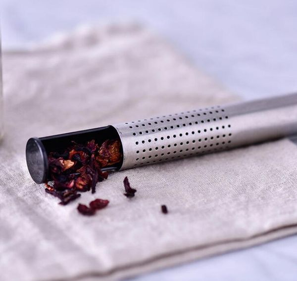 

100pcs tea strainer stick stainless steel pipe design mesh tea filter portable tea infus bbymoj warmslove