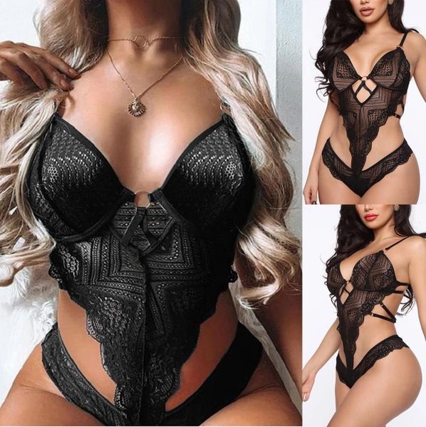 

bras sets woman black women lace lingerie bodysuit v-neck backless jumpsuit pajamas sexi porno ladies erotic set, Red;black