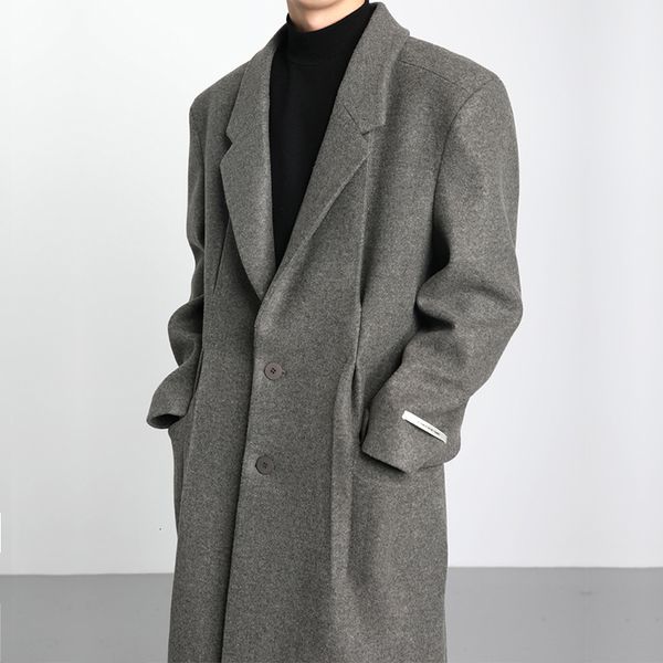 

2021 New Coat Is Korean Version Jacket Length of Male Knee with Thick Hot Woolen Cloth NJTQ, Black