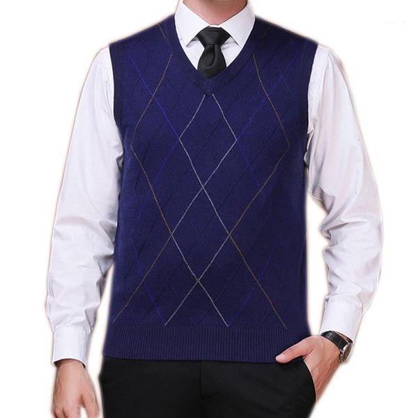 

mens wool knit vest tank basic stripes plaids v neck for spring autumn sweater sleeveless pullover casual brand 2131012041, Black;white