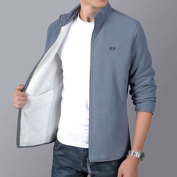 

sportswear 2020 autumn and cardigan winter t-shirt upper garment plush thickened sweater men's coat, Gray