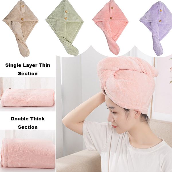 

dry hair caps thicken microfiber quick dry shower hair caps magic super absorbent dry hair towel drying turban wrap hat spa bathing cap