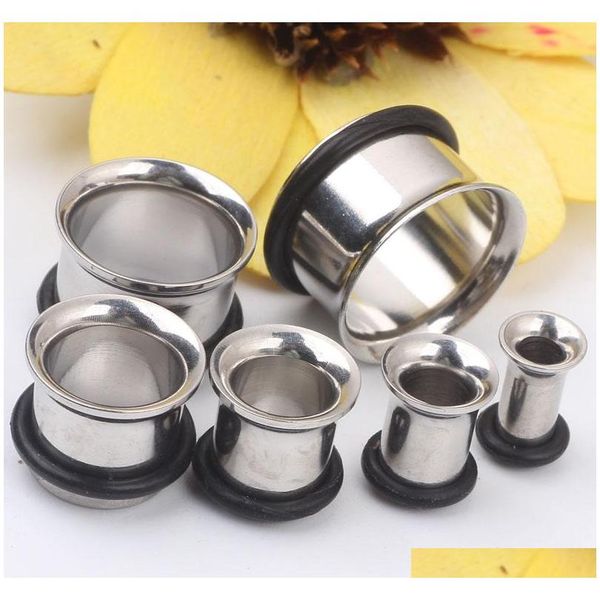 

mix 8 size stainless steel ear tunnel body jewelry single flare flesh tunnel jeweled steel flesh tunnel f20 djtta, Silver