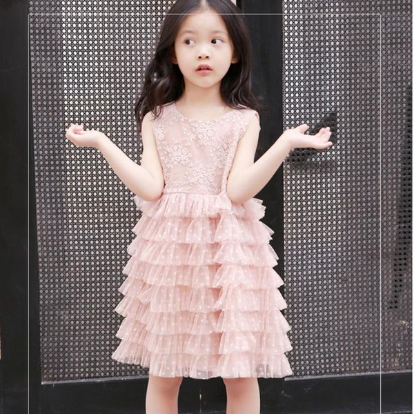 

girl's dresses toddler baby girls solid ruched ruffles tulle cake dress elegant princess infant birthday born clothes, Red;yellow