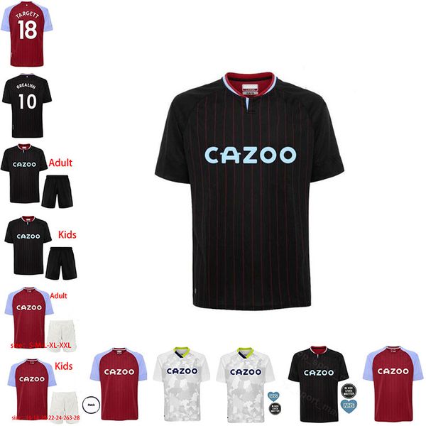 

men+kids 2020 aston villa soccer jerseys watkins 20 21 wesley grealish football shirt el ghazi hourihane m.trezeguet mcginn jersey, Black;yellow