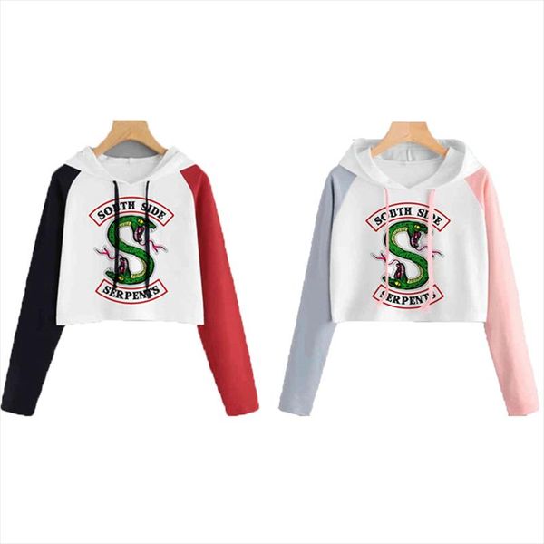 

south side змеи riverdale hoodie толстовка женщина девушка женщина harajuku riverdale southside пуловер с капюшоном streetwear top, Black
