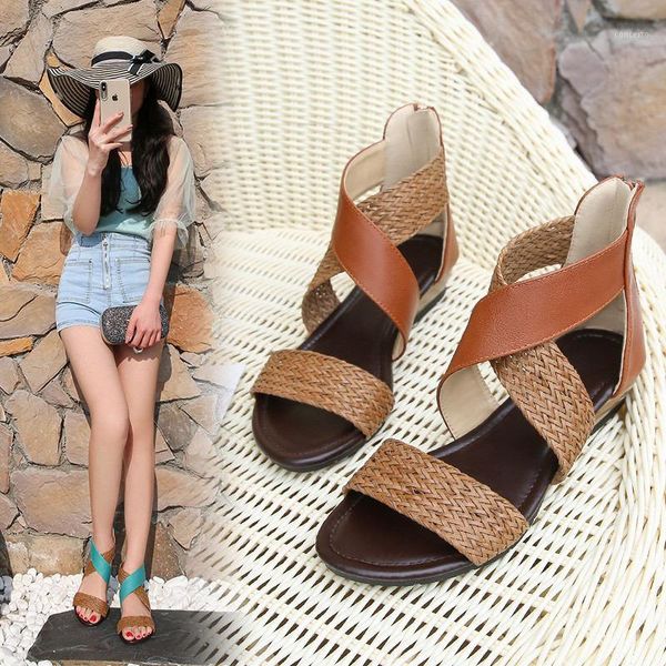 

women cross strap plat sandals ladies low cover heel wedges shoes 2020 summer female holiday women beach sandals 431, Black