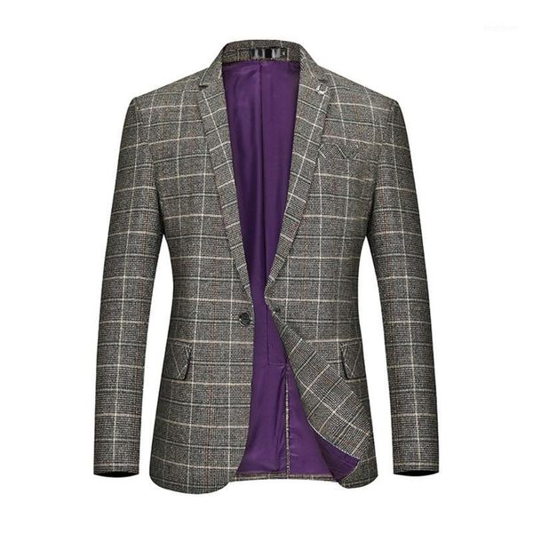 

men's suits & blazers lattice winter men suit jacket fashion business casual blazer coat plaid men's costume homme slim fit high q, White;black