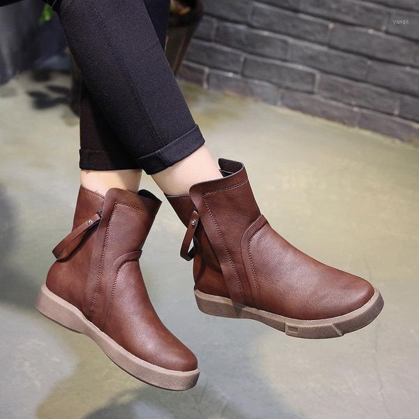 

boots women female soft leather shoes autumn winter short fashion two sides zip ankle1, Black