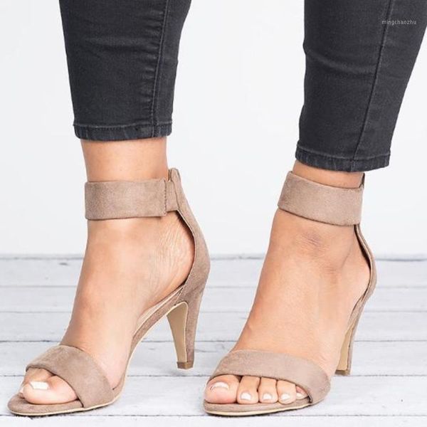 

dress shoes women sandals 2021 summer woman peep toe mid heels sandalias mujer zipper plus size women1, Black
