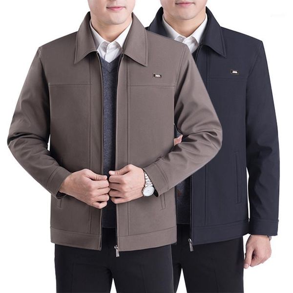 

middle-aged and older men's father coat male spring middle-aged jacket thin section men's jacket dad loose shirt w3741, Black;brown