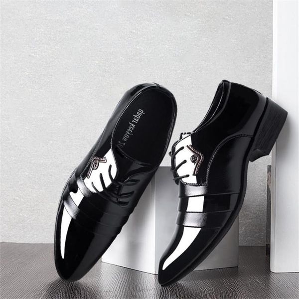 

brand men dress shoes men business flat shoes breathable low formal office formal wedding flats suits party, Black