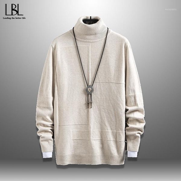 

2020 men's turtleneck sweater new autumn winter solid color sweater casual fashion knitted pullovers male korean style1, White;black