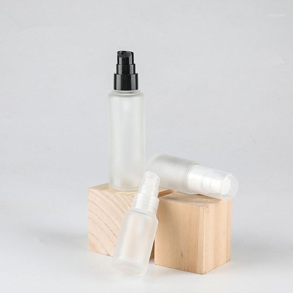 

storage bottles & jars 100pcs 20ml frosted glass cosmetic bottle with sprayer or lotion pump perfume refillable f36851