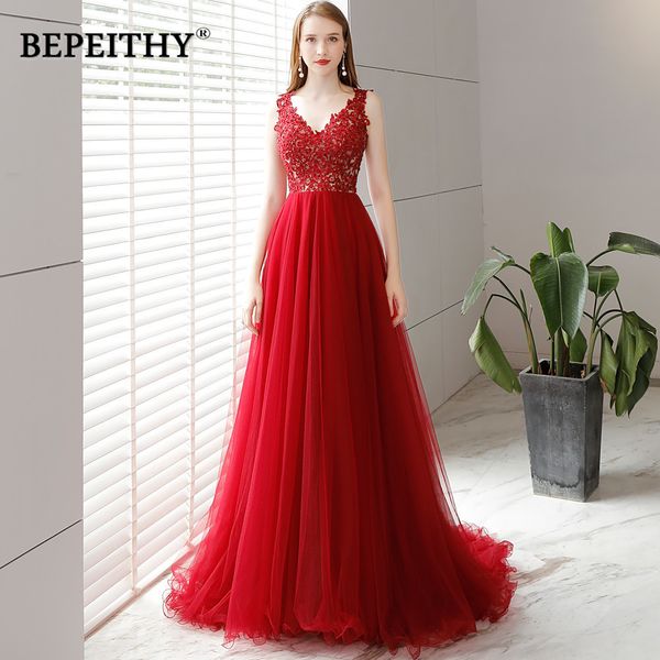 

new fashion a line long evening dress party elegant 2020 vestidos de festa vintage prom dresses lace vestidos longo lj201118, White;black