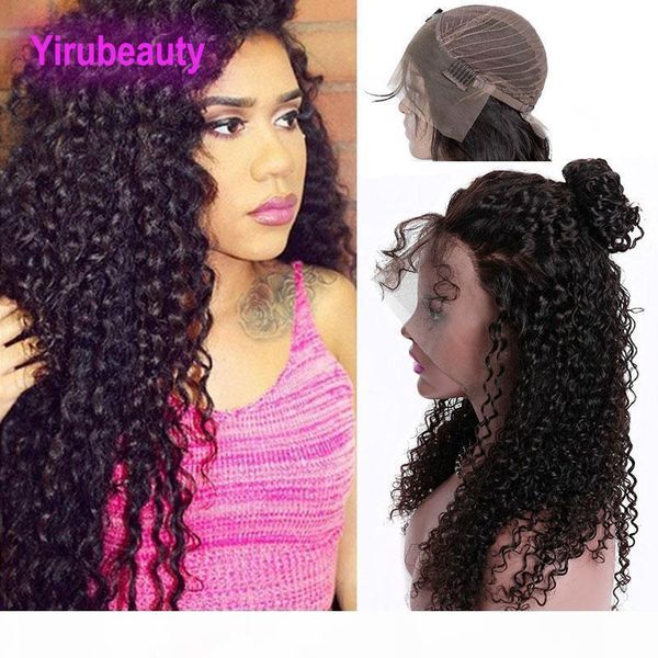 

malaysian human hair unprocessed 13x4 lace front wigs natural color kinky curly pre plcked lace front wigs with baby hair products 8-30inch, Black;brown