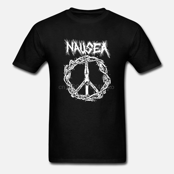 

nausea nyc crust punk band iconic jesus on a cross logo black short sleeve hoodie designers t shirts sweatshirt