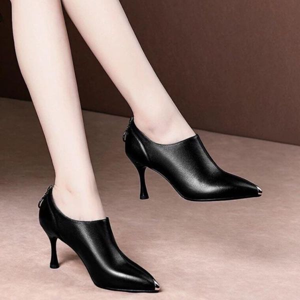 

dress shoes women's pumps casual pointed slip on rubber zapatos mujer chaussure, Black