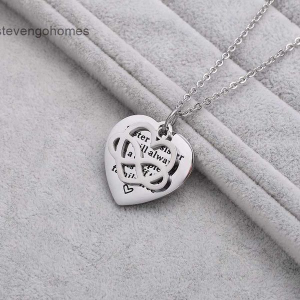 

heart-shaped 3d pendant lettering round titanium brand steel necklace, Silver