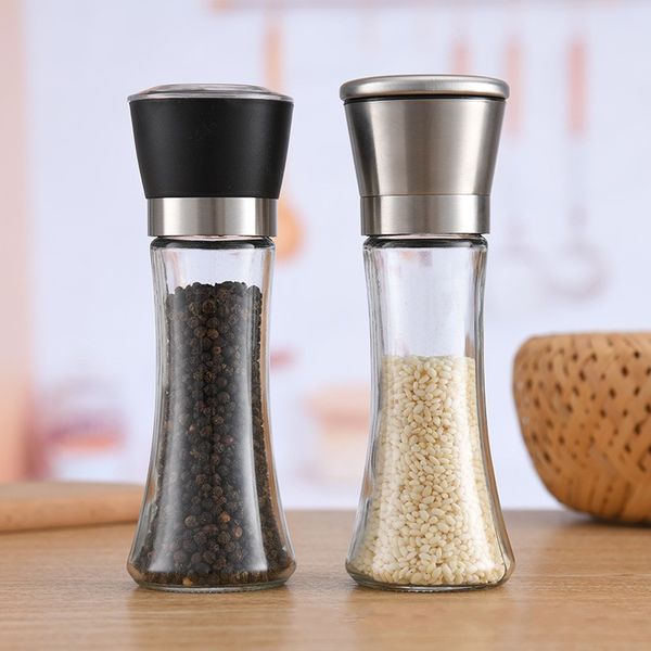 

stainless steel manual salt pepper mill grinder seasoning bottle grinder glass kitchen accessaries tool premium salt grinder kka2073 197 g2
