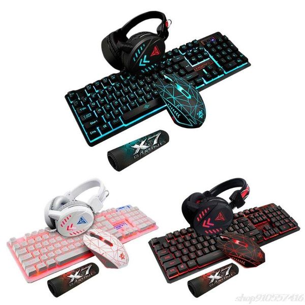 

4pcs/set k59 mechanical wired usb keyboard illuminated gaming mice mouse pad mat headphone backlight headset o02 20 dropshipping