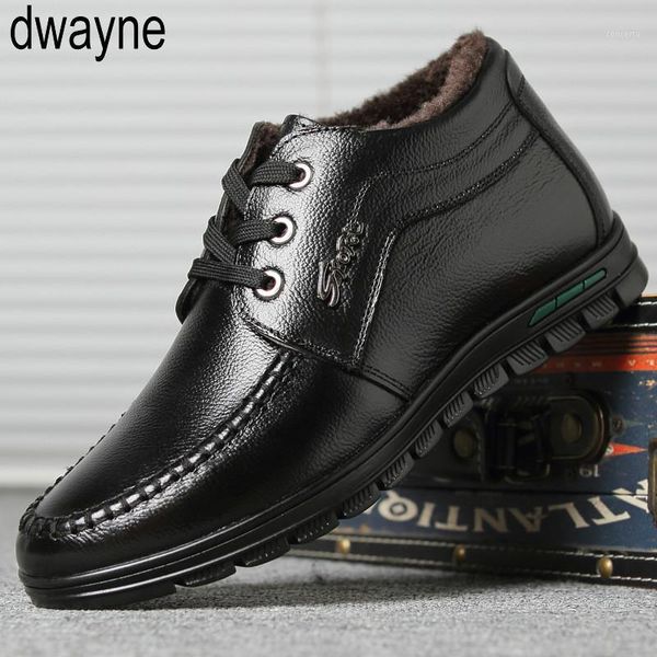 

men winter boots business genuine leather ankle high-cotton snow boots with full fur lining for father1, Black