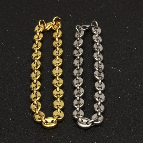 

hip hop men's stainless steel bracelet punk wind coffee bean bracelet women fashion bracelet chain bbyyot, Black