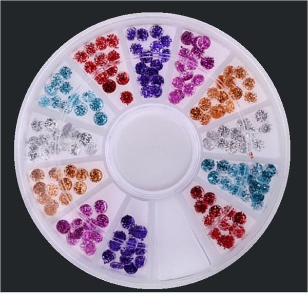 

2mm diy nail 12 color crystal resin nail glitter nail rhinestones wheel art decorations make jlljyf, Silver;gold