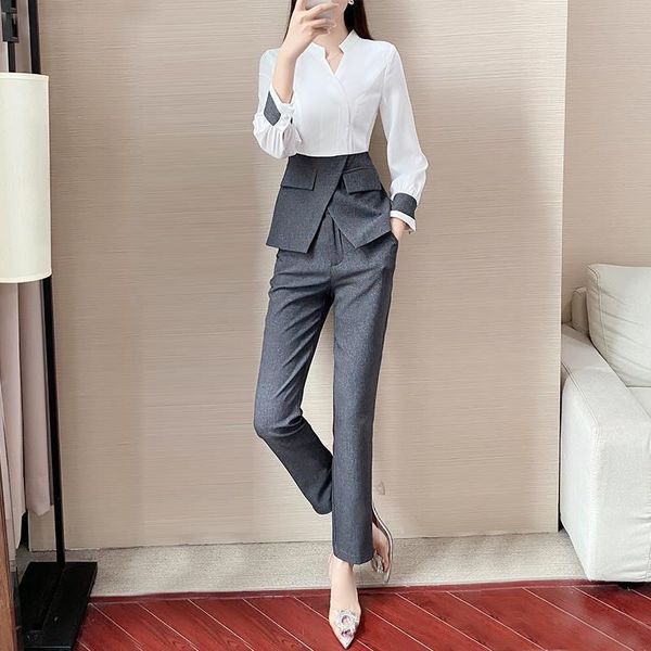 

профессиональный костюм осень 2020 новый досуга и моды женщин из двух частей набора профессиональной осени богини сокращения возраста иностр, Gray