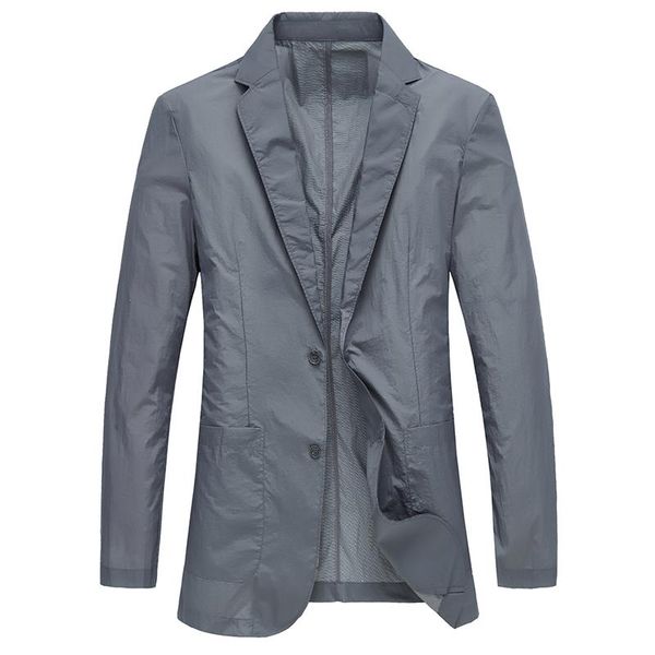 

men casual blazers light fast dry single layer spring summer breathable suit jacket ultrathin sunscreen outdoor daily life work, White;black