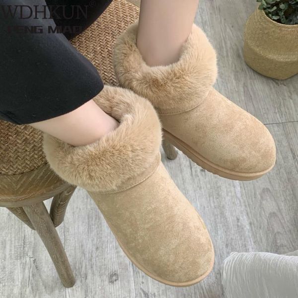 

warm winter snow boots furry shoes women buckle star female pleated plush lining warm platform felt snow booties, Black
