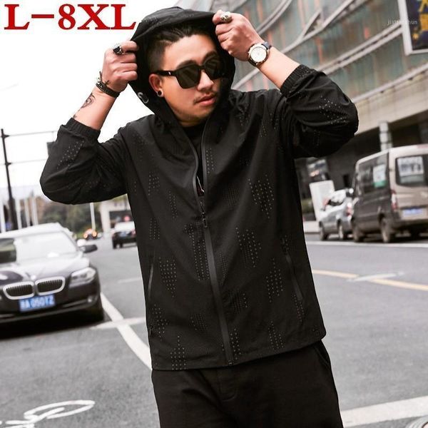 

8xl 7xl 2020 new spring autumn bomber hooded jacket men casual slim patchwork windbreaker jacket male outwear zipper thin coat1, Black;brown