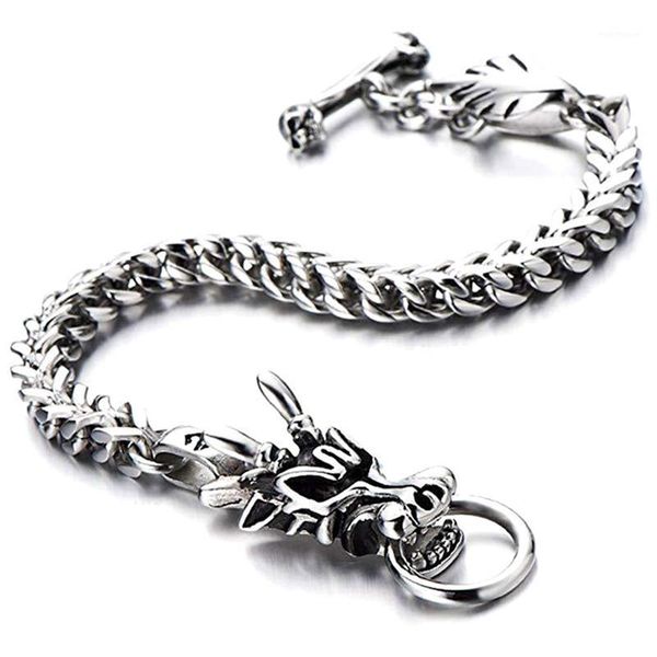 

dragon head bracelet new style stainless steel trend men's titanium steel viking bracelets punk biker wristband women bangles1, Black