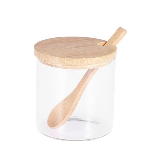 

storage tea lid coffee bamboo clear spice can kitchen containers jars for with 1pc serving sugar nuts glass bbyfms lg2010