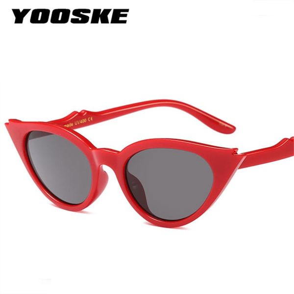

sunglasses yooske cat eye womens retro small triangle vintage cateye sun glasses female red yellow shades for women uv400, White;black