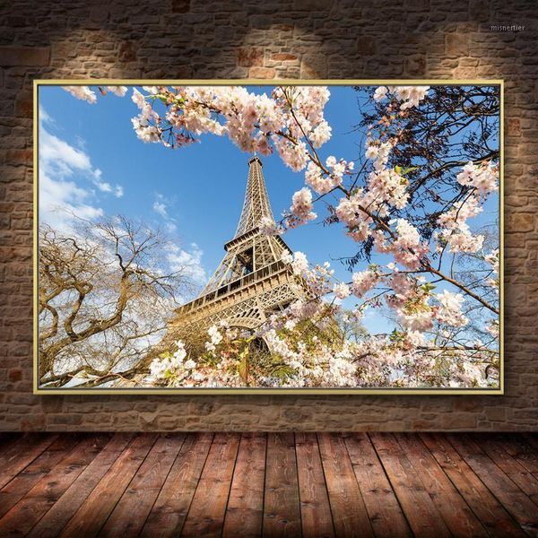 

paintings romantic city couple paris eiffel tower landscape abstract oil painting on canvas poster print wall picture for living room1