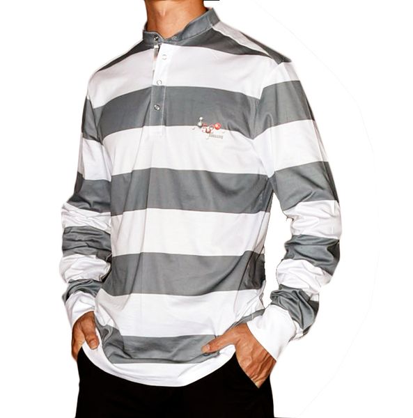 

2020 new fashion casual spring and autumn men's striped round neck long sleeve men's t-shirt, White;black